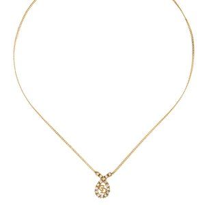 Christian Dior Vintage Crystal CD Pendant Necklace